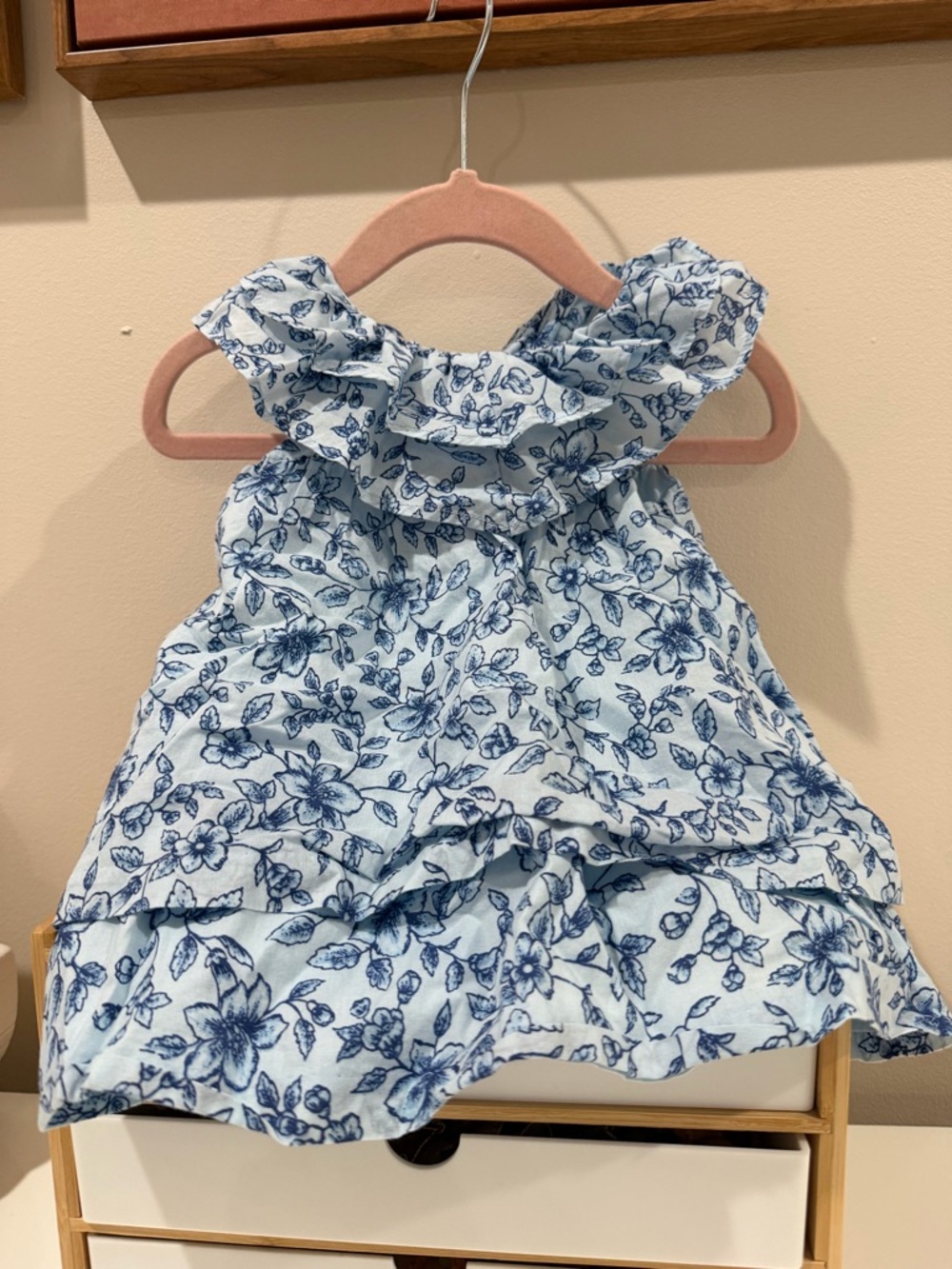 Janie and Jack Light Blue Floral Ruffle Dress